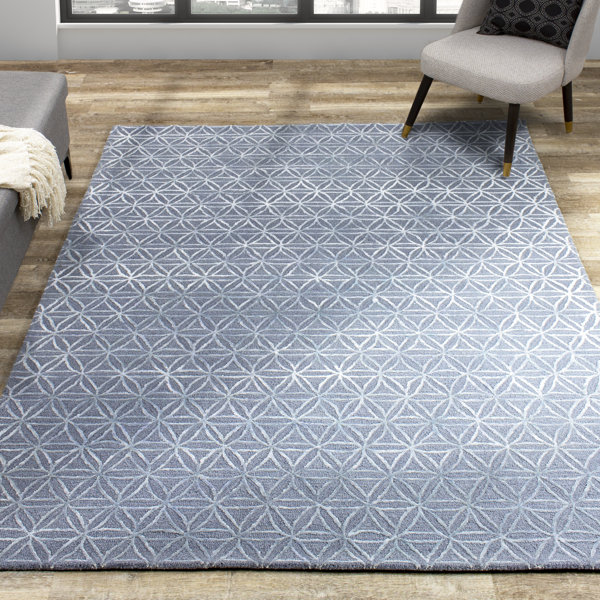 Wrought Studio Lashbrook Geometric Handmade Tufted Wool/Cotton Gray